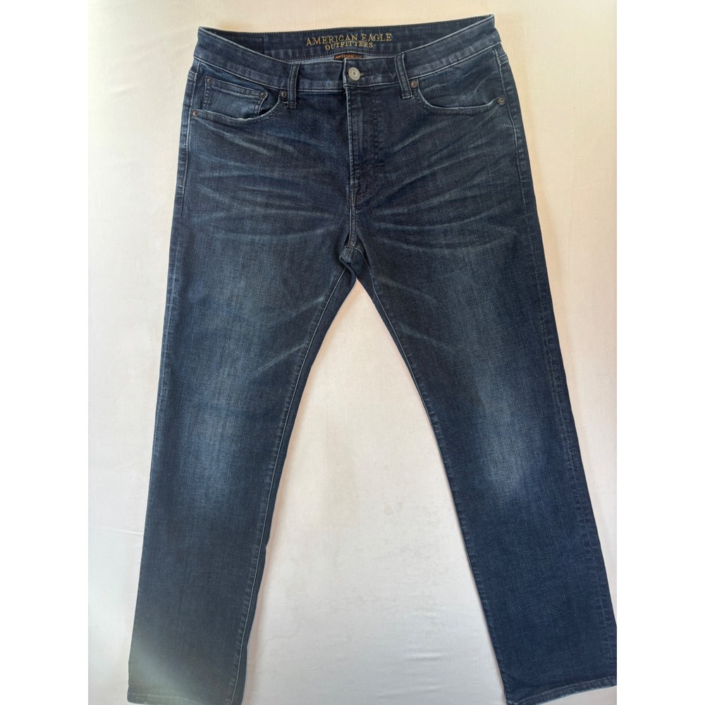 American Eagle 360 Extreme Flex Original Straight Jeans Dark Wash 34x34 Mens